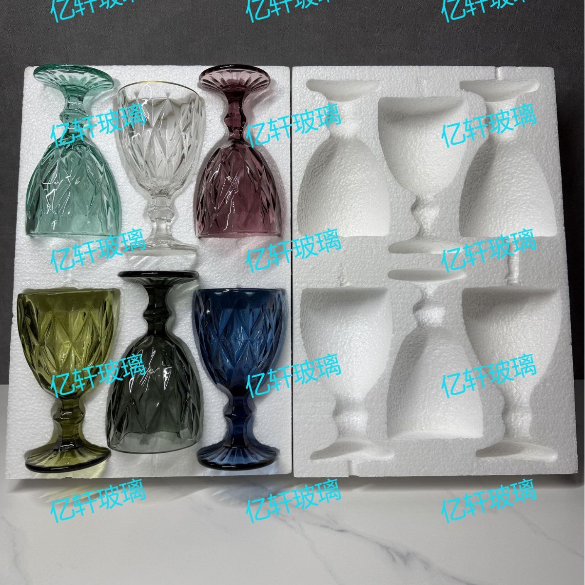 Cross-border exclusive factory wholesale thickened highball glasses, vintage wine glasses, foreign trade wine sets, colored glass red wine glasses details Picture