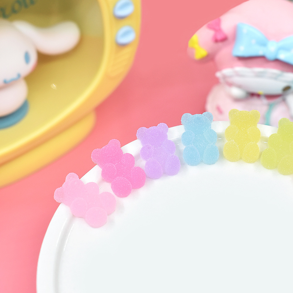 Resin small accessories, gummy candies, gradient bear handmade ornaments, hair accessories, diy hair clips, phone cases, cream glue small accessories details Picture