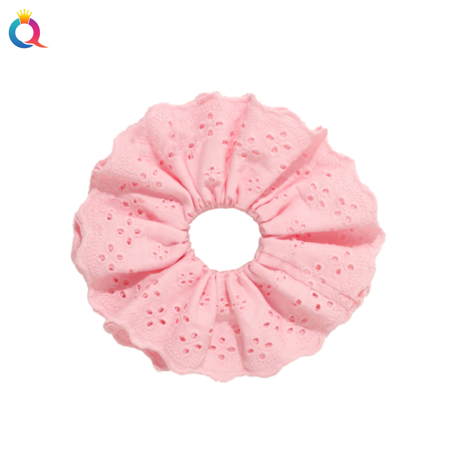 The Qiyue cream-colored oversized lace laid-back style large intestine hair band exudes a sense of sophistication for women. It features a double-layer versatile hair tie and hair accessory Item Picture