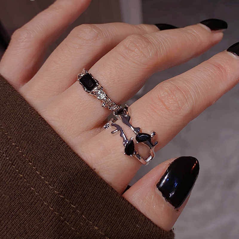 Dark, trendy and cool design sense, niche and individual open ring, a new minimalist style for women on Instagram, versatile and fashionable food ring details Picture