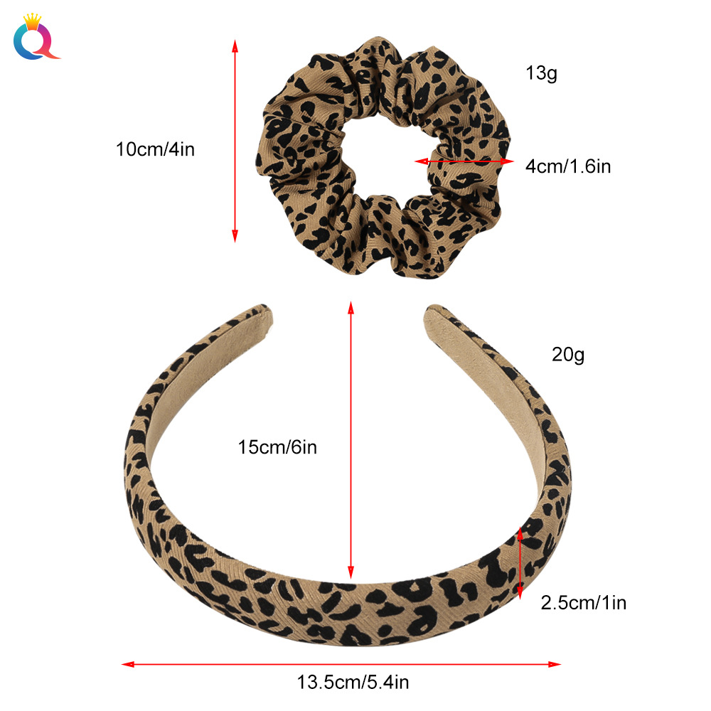 Qiyue Autumn and Winter New leopard-print large intestine hair band, hairband, knitted large intestine hair band, headband, hair rope, facial wash hair accessory for women wholesale Application Scenario
