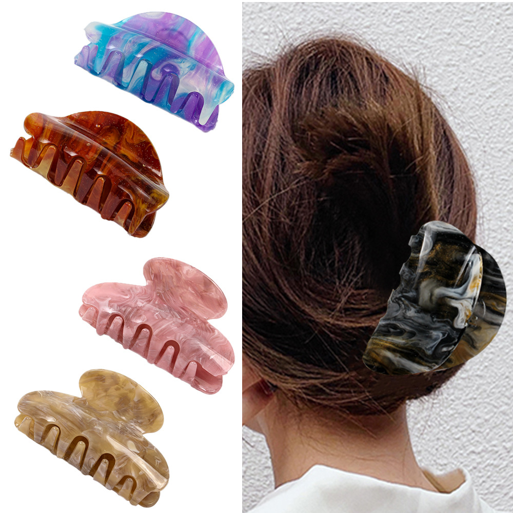 Wholesale of Qiyue Cross-border Korean version hair clips, candy color plates, hair clips, acetate shark clips, acrylic grab clips, and hair accessories details Picture