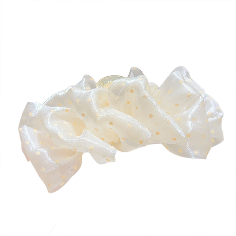 Elegant Korean-style polka dot large scratch-clip, high-end female hairpin, bow bun hairstyle at the back of the head, elegant shark clip Item Picture