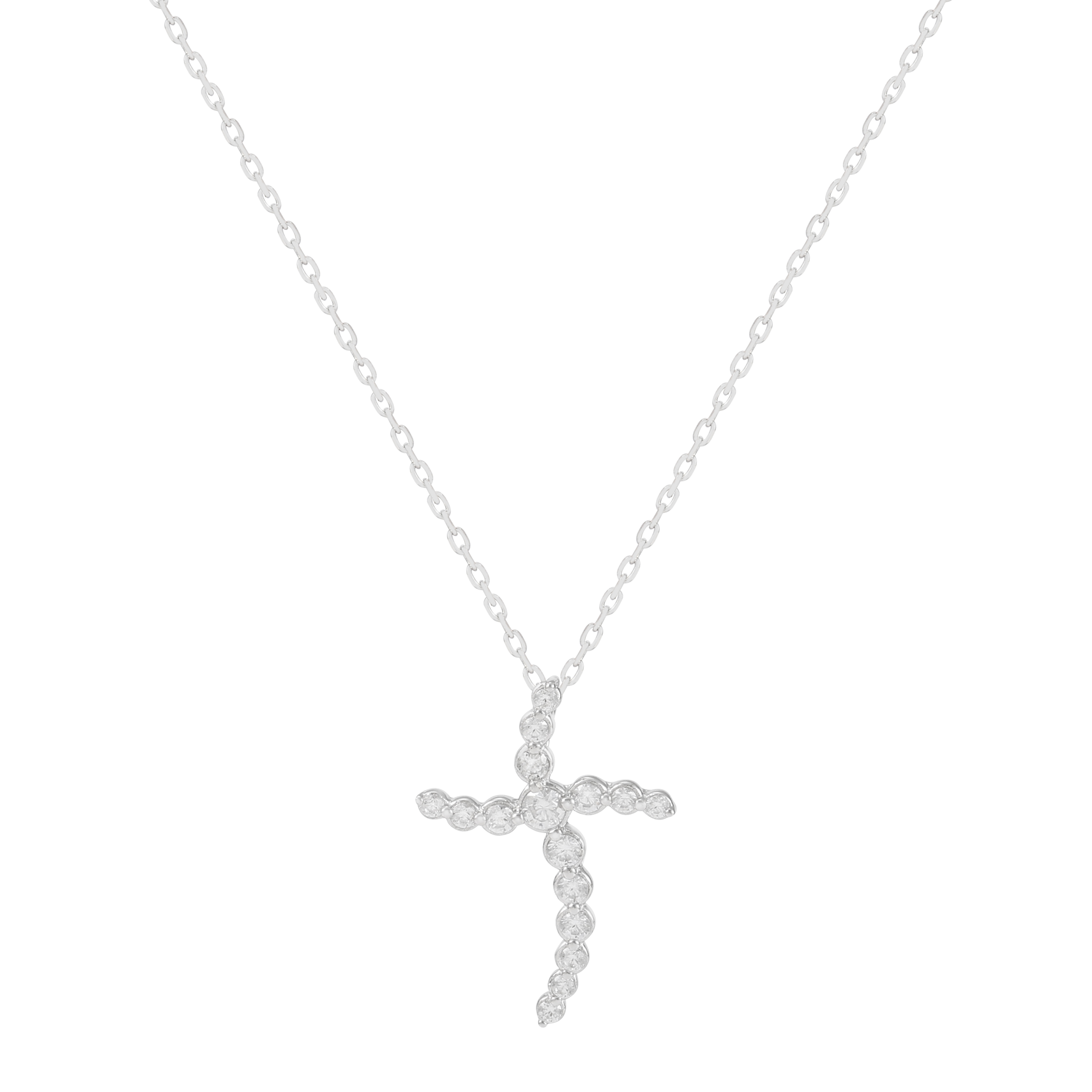 925纯银吊坠1克拉莫桑石项链女款欧美时尚十字架几何跨境批发货源