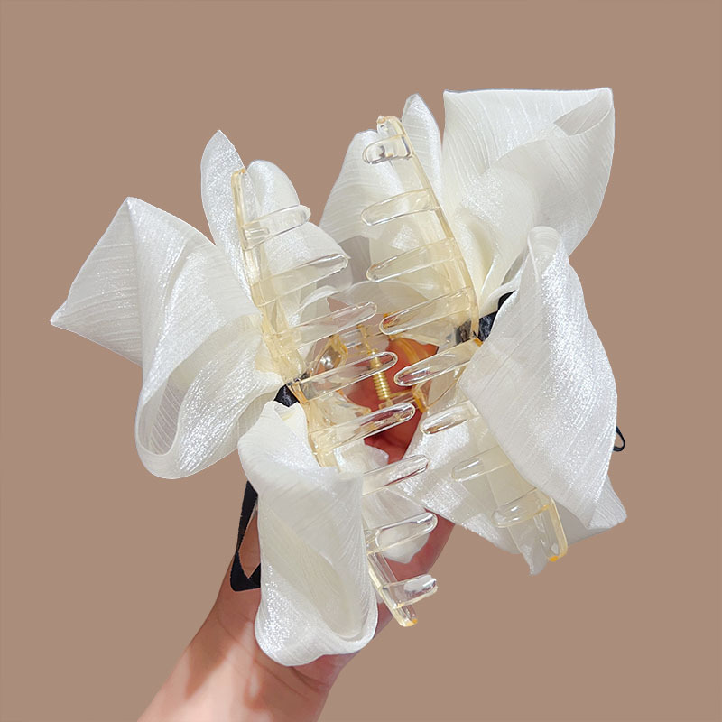 A new Korean-style black and white bow clip for women's large-sized hair clip with a fashionable and high-end look at the back of the head Application Scenario