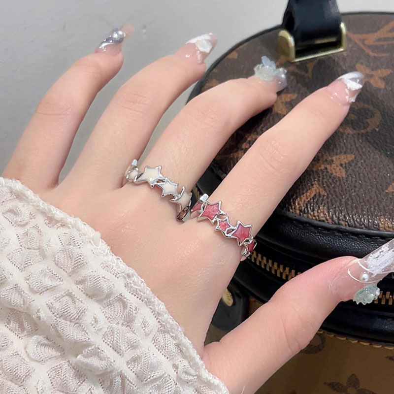 Dopamine, a niche Instagram cold style star ring, a versatile Korean open-mouth ring accessory for women, 2023 new style Specification drawing