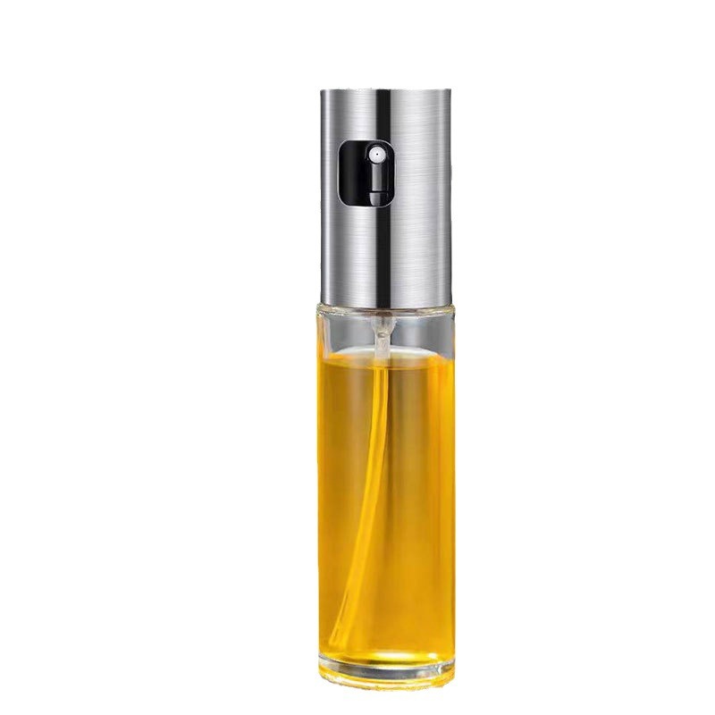 Kitchen stainless steel glass healthy oil-control 100ml oil spray bottle, barbecue air fryer high-pressure atomized oil spray bottle Item Picture
