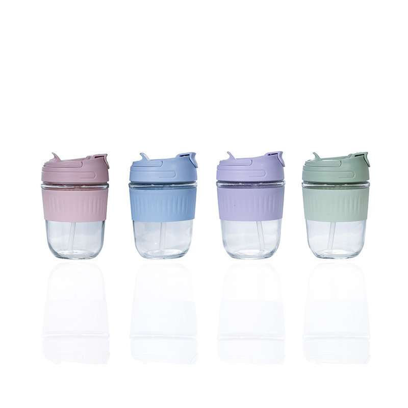 Creative macaron double drinking cup, large capacity glass cup, office high appearance level, room water cup, home children's straw cup Item Picture