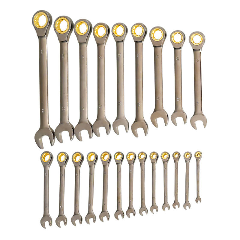 Gray nickel metric high carbon steel ratchet wrench fixed head box opening wrench, automotive mechanical maintenance tool Item Picture