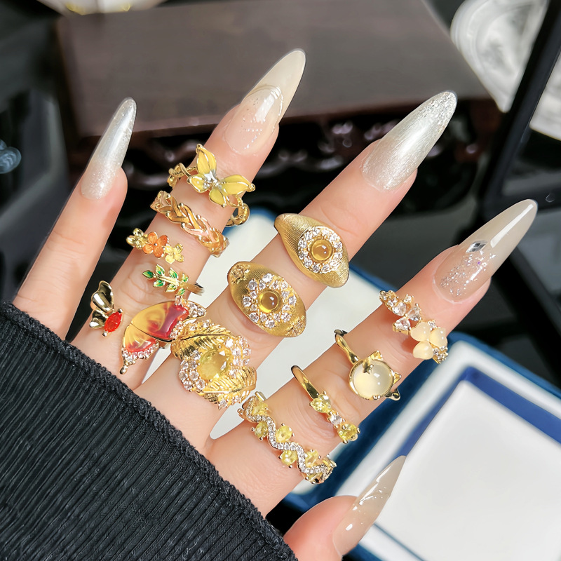 A high-end, retro brushed, sweet and cool open ring with a cold female style, a niche fashion, light luxury and simple ring trend details Picture