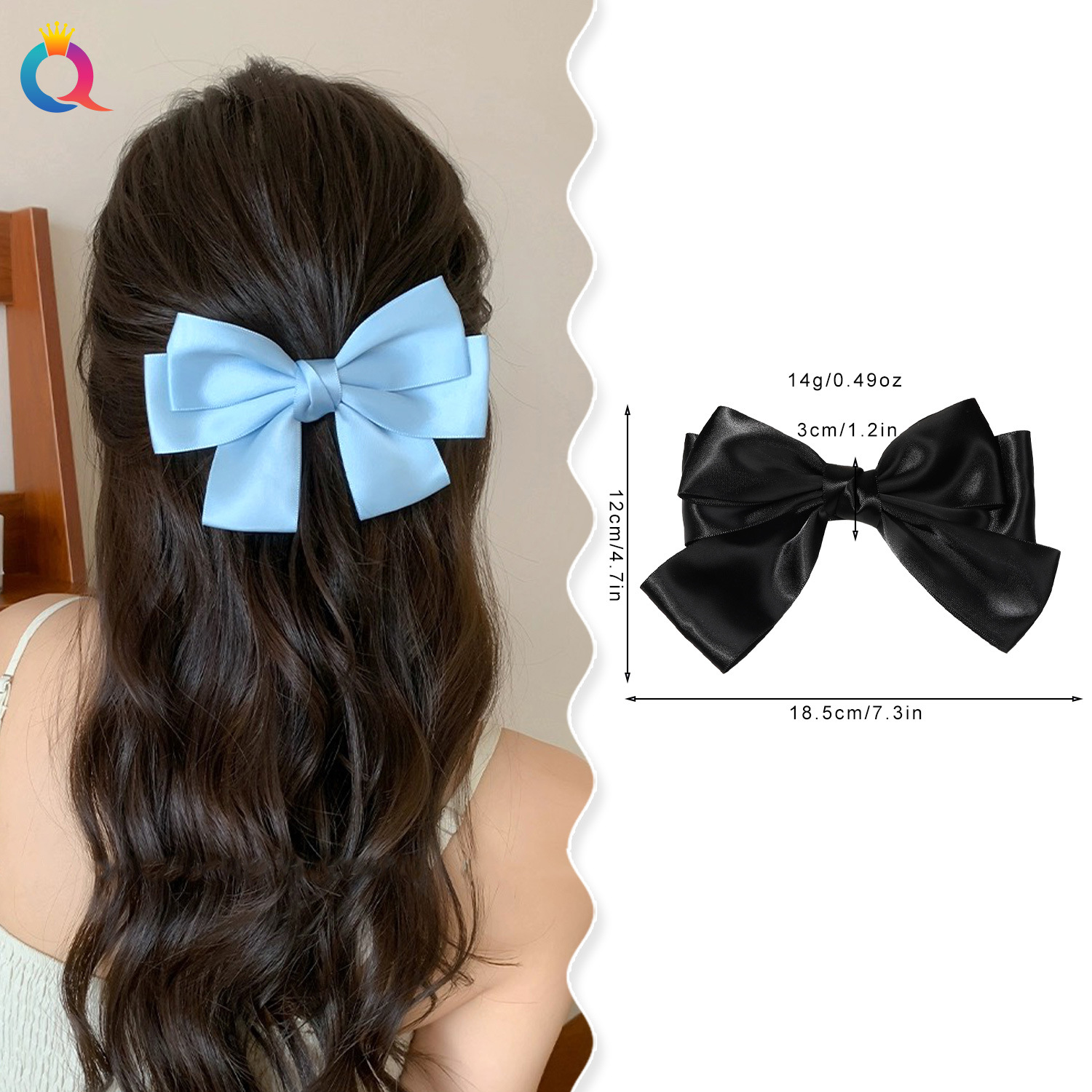 Wholesale of Qiyue Cross-border Color Ding bow hair clips, coil hair spring clips, solid color Fresh and Clean female hairpins, hair clips and hair accessories details Picture