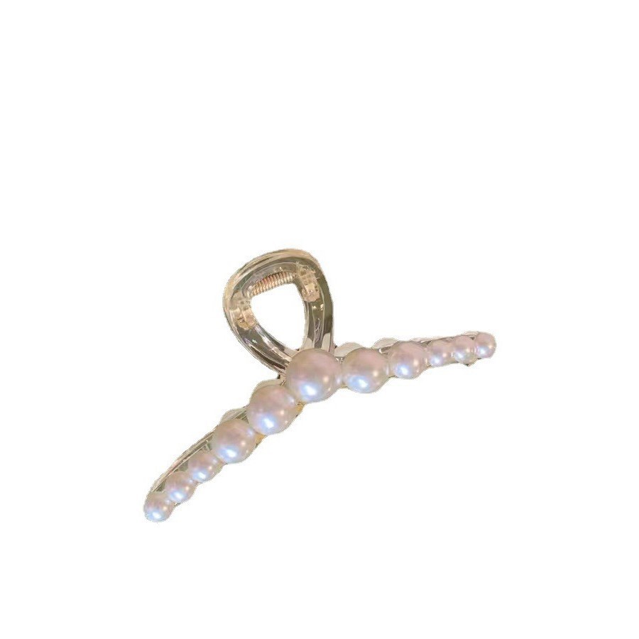 Korean pearl hair clips, ins high-end hair accessories, large grabber, back of the head, updo, shark clip, imitation pearl hair clips Item Picture