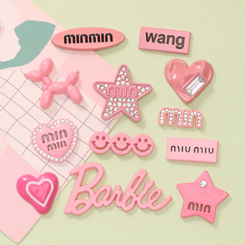 Sweet and cool girl heart five-pointed star resin accessories, high-end InS-style rose pink jewelry accessories, hair clip accessories full figure