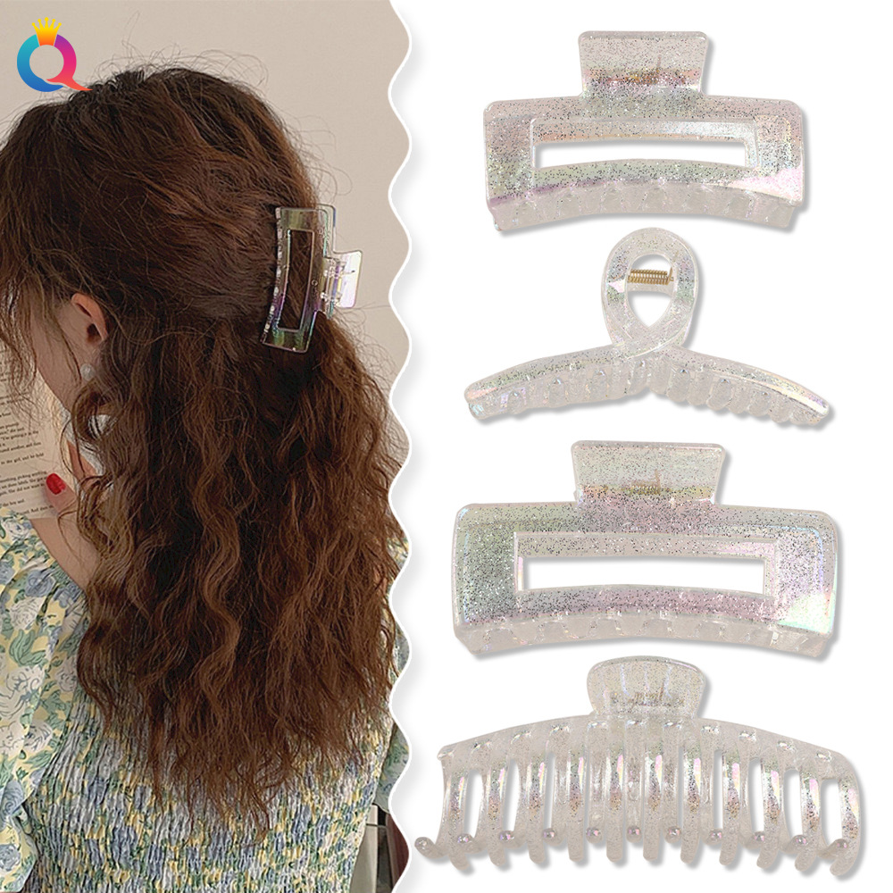 Qiyue Gold Powder AB color hair clip, simple large shark clip, back head updo hair clip, elegant hair clip, hair accessory wholesale details Picture