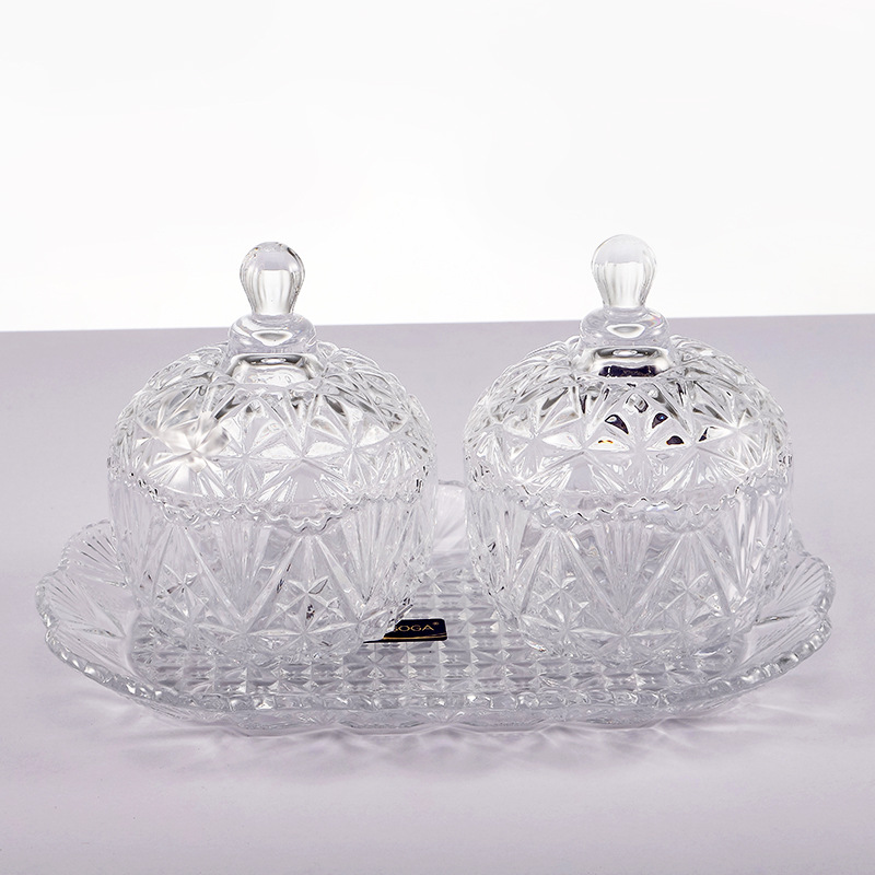 DELISOGA Dawn Series Sugar Jar Three-piece Set Transparent Glass Sugar Cup Storage Jar Candy Jar Gift Box Set Application Scenario