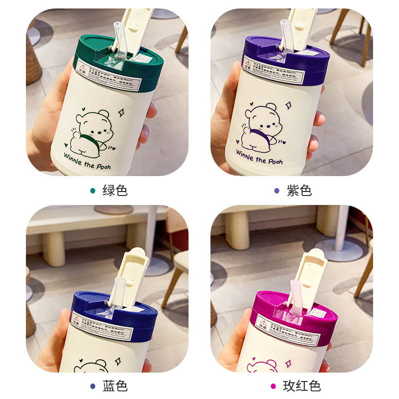 Wholesale of double-drink cartoon water cups, creative double-layer glass cups with LIDS, coffee cups, children's home and office straw cups Application Scenario