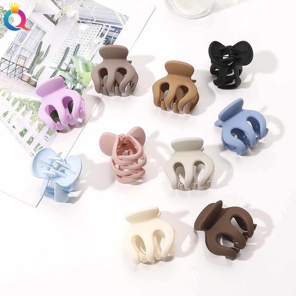 Qiyue Korean version simple and hot-selling hair clips, fresh and cute Morandi pumpkin grab clips, frosted medium-sized hair grab accessories full figure