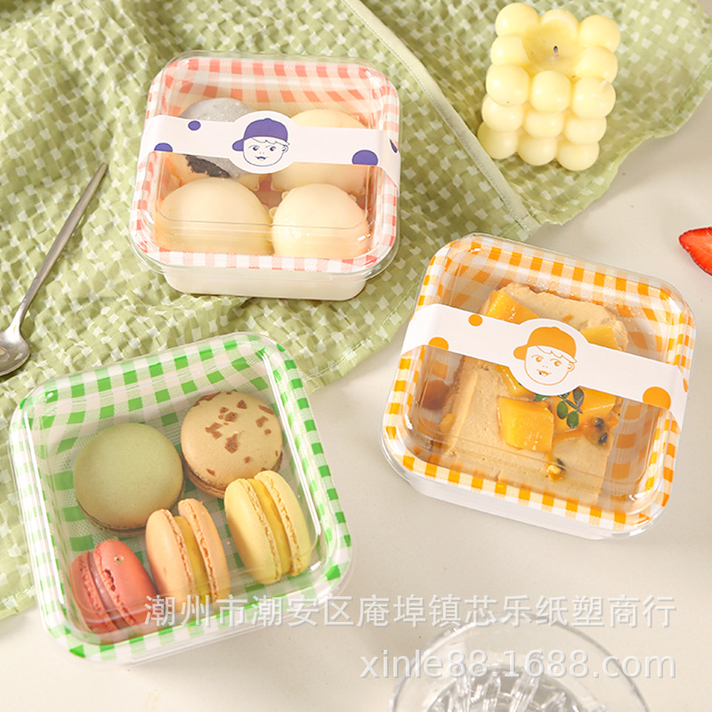 Japanese checkered bento box, tiramisu packaging box, multi-layer hand-painted cake box, macaron dessert packing box full figure