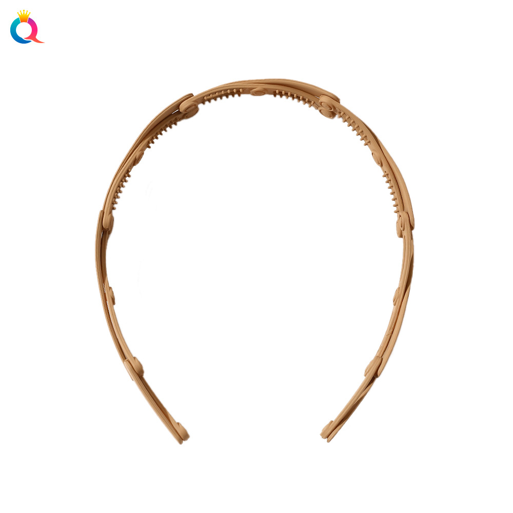 Qiyue Fashionable foldable ABS hairband, portable and versatile, with a matte and toothed headband for women Item Picture