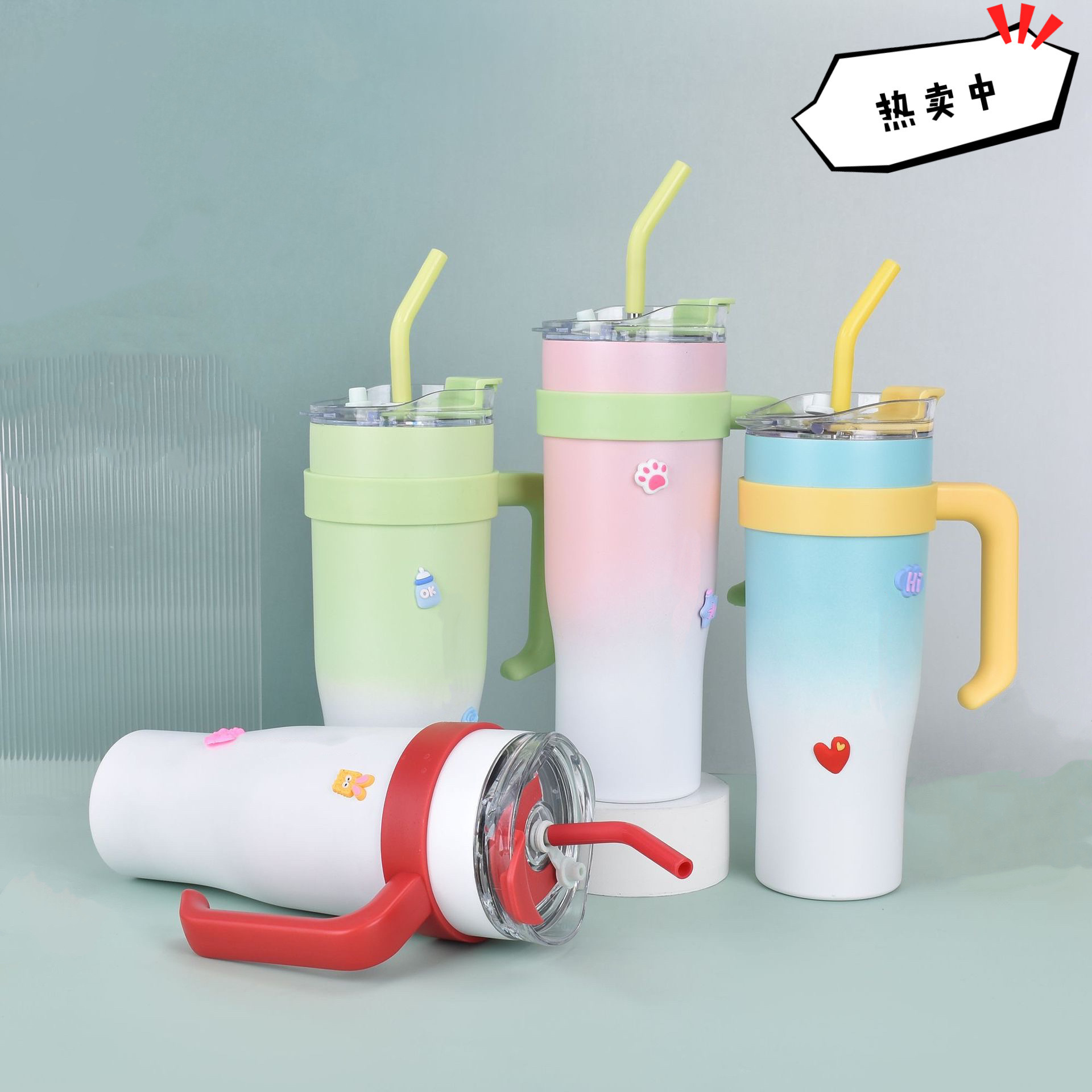 Bingba Cup Cross-border 304 stainless steel car Cup Outdoor Portable large-capacity water Cup 40oz car Straw Water cup Specification drawing