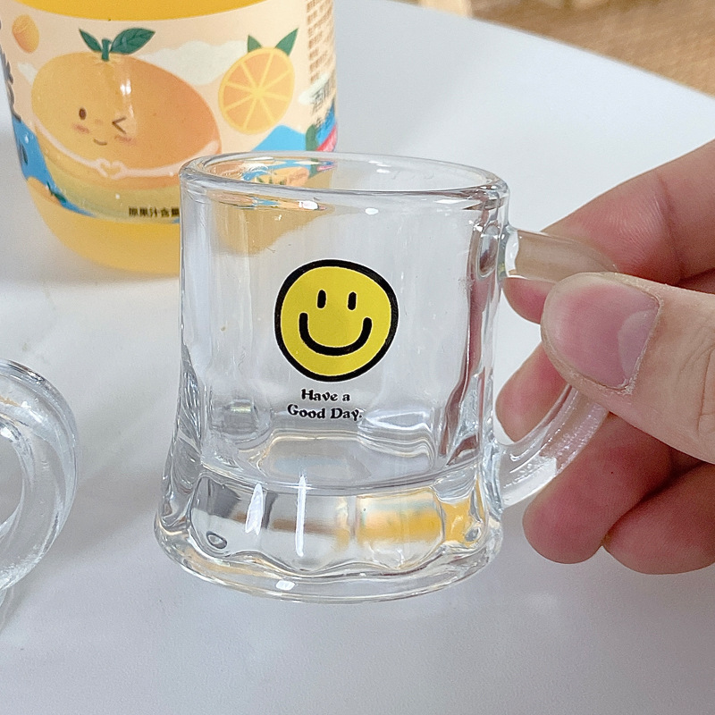 Bolimei Korean InS-style glass wine glasses, mini wine glasses, fruit wine glasses, household glass cups, smiling glass cups details Picture