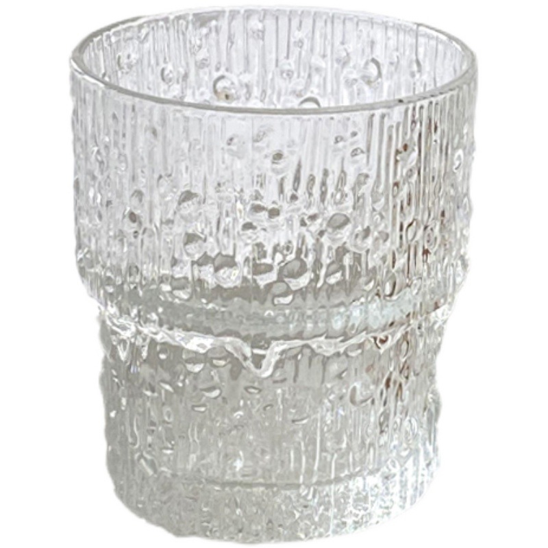 Hammered rain mist glass cup, InS-style embossed retro household Japanese tea cup, coffee cup, high school girls' appearance level drinking cup Item Picture