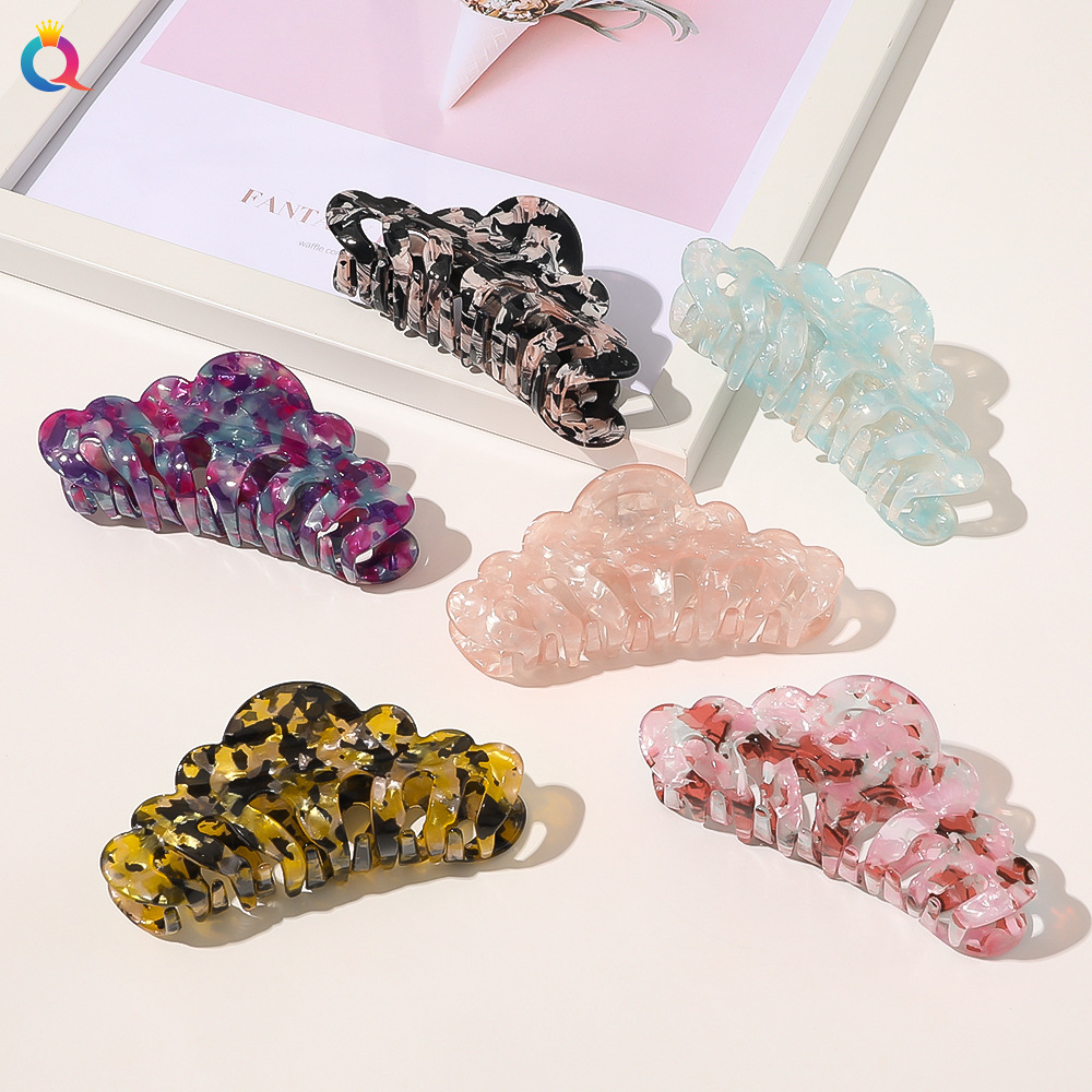 Qiyue Cross-border Korean version hair clips, marble ponytail hair clips, acrylic hair curls, hair clips, headwear, shark hair accessories details Picture