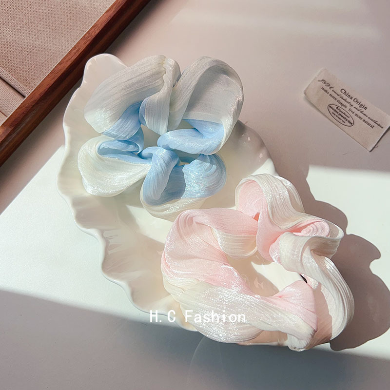 The flowing light gradient mesh large hair band is gentle and elegant, with a high level of appearance. It is a hair tie and rubber band hair accessory for summer Specification drawing