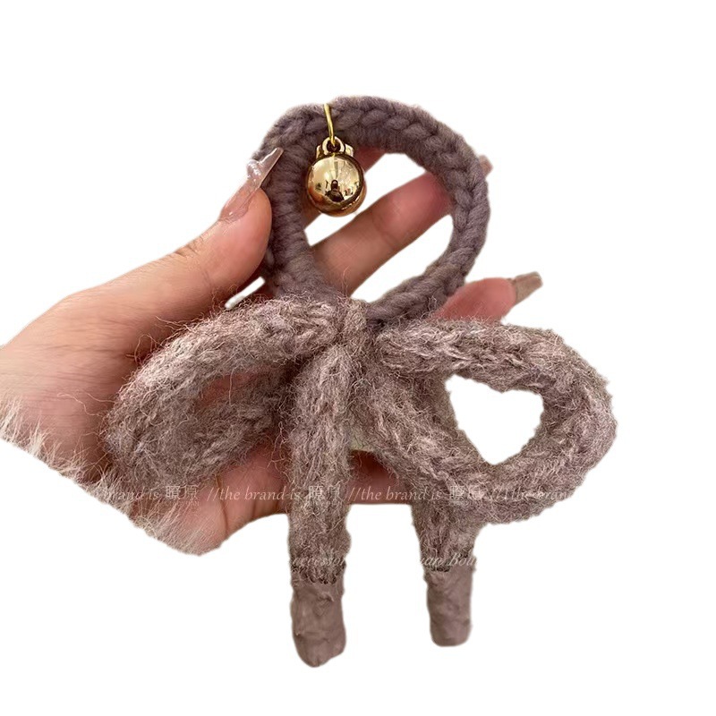 Korean cute bow headwear, spring and summer woolen hair bands, simple hair ties, new high-end hair tie rubber bands for women wholesale Item Picture