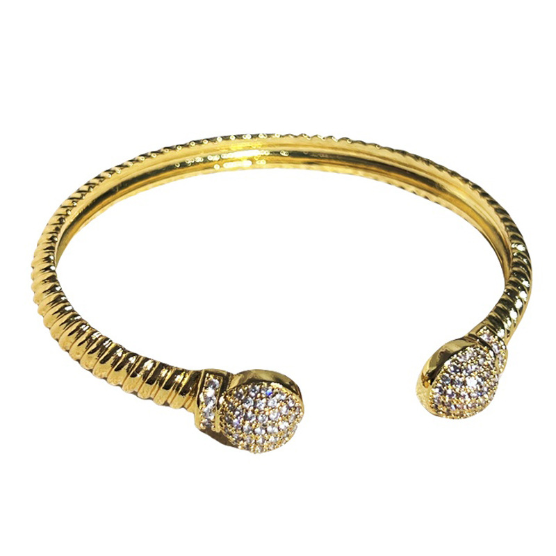 ins Twist thread round ball micro-inlaid bracelet ring set, women's retro style, light luxury, high-end, niche bracelet Item Picture