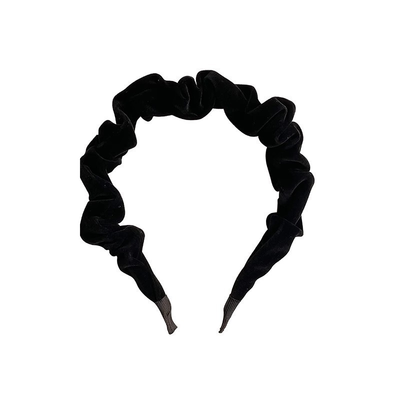 Black coffee-colored velvet high top hairband French retro headband 2025 Spring/Summer new pleated hairband face wash hair accessory Item Picture