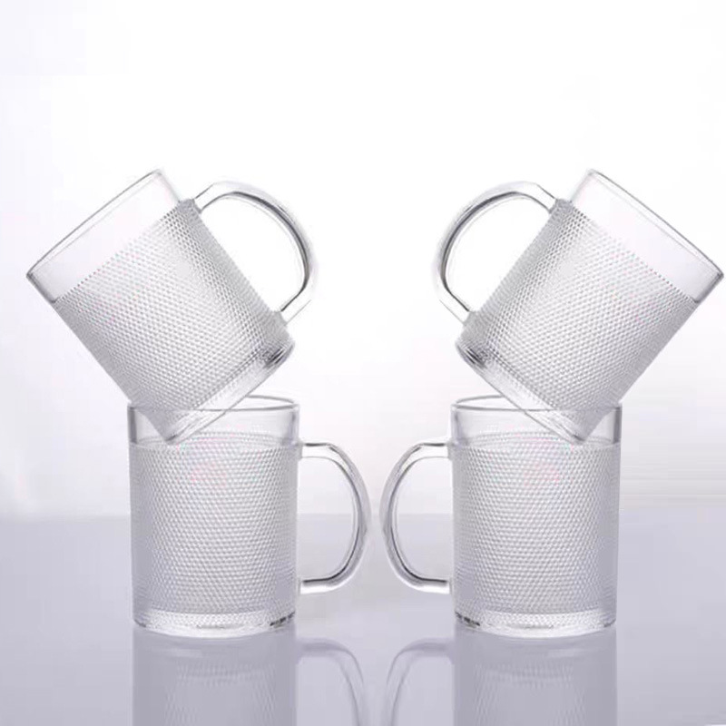 Household beaded glass cups, light luxury and high-end drinking cups, high appearance level, juice and beverage cups with handles, commercial coffee cups Application Scenario