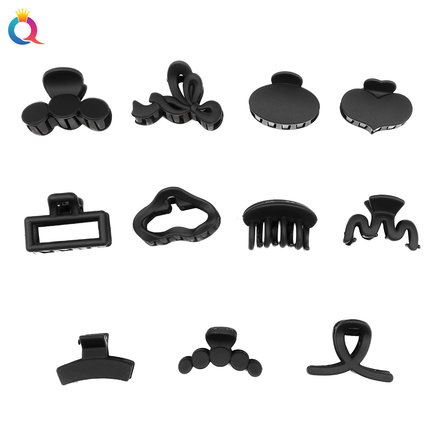 Wholesale of Qiyue Cross-border Ten-piece set of frosted small hair clips, hair curls, hair grabbers, high ponytail women's hair grabbers, shark clips, and hair accessories Item Picture