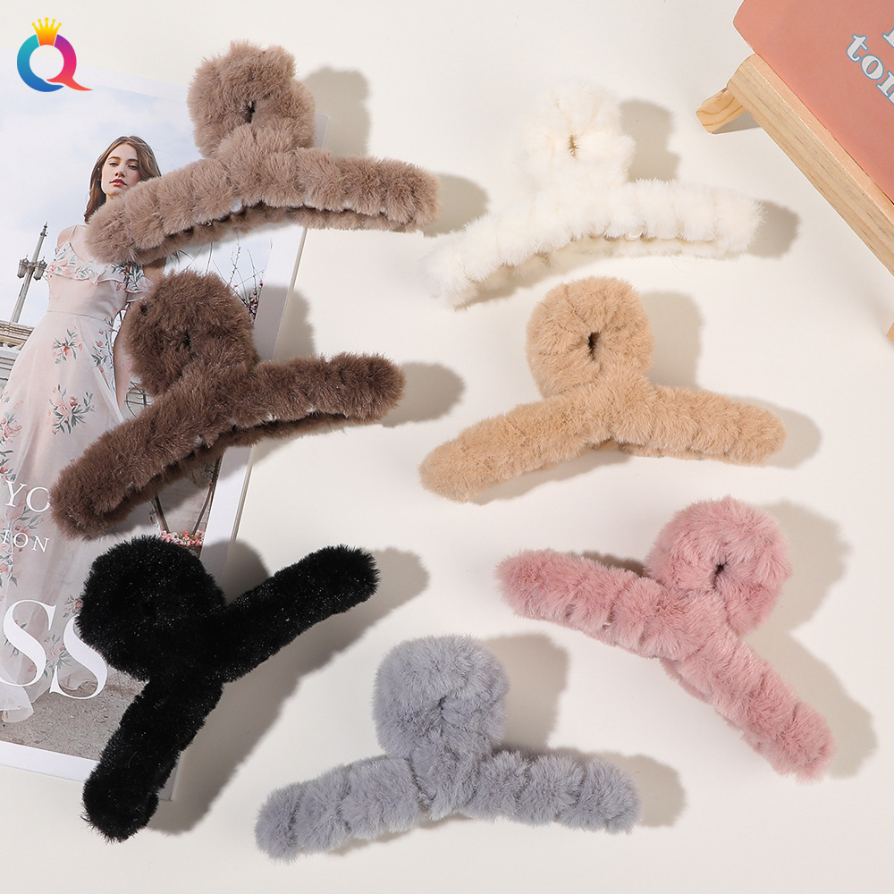 Qiyue Cross-border Plush Grabbers, large plush hair clips, updo hair shark clips, women's hair grabbers, headwear and hair accessories wholesale full figure