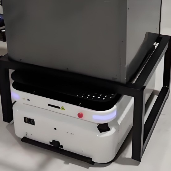 AGV transport carts, factory logistics, warehouse automatic obstacle avoidance, industrial lifting and handling robots, warehouse and distribution home full figure