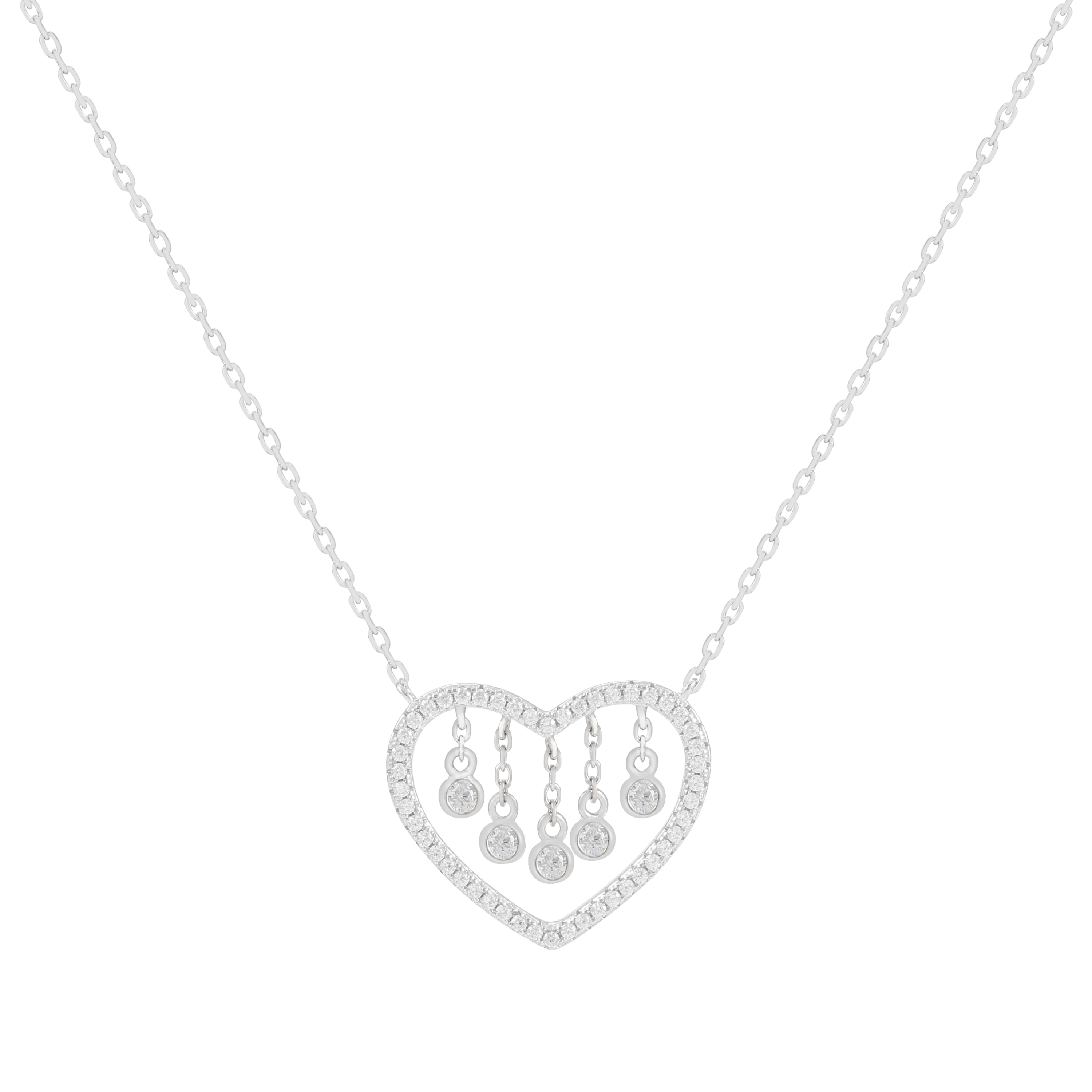 原创爱心纯银925项链女小众设计轻奢款锆石锁骨链ins心中有你吊坠