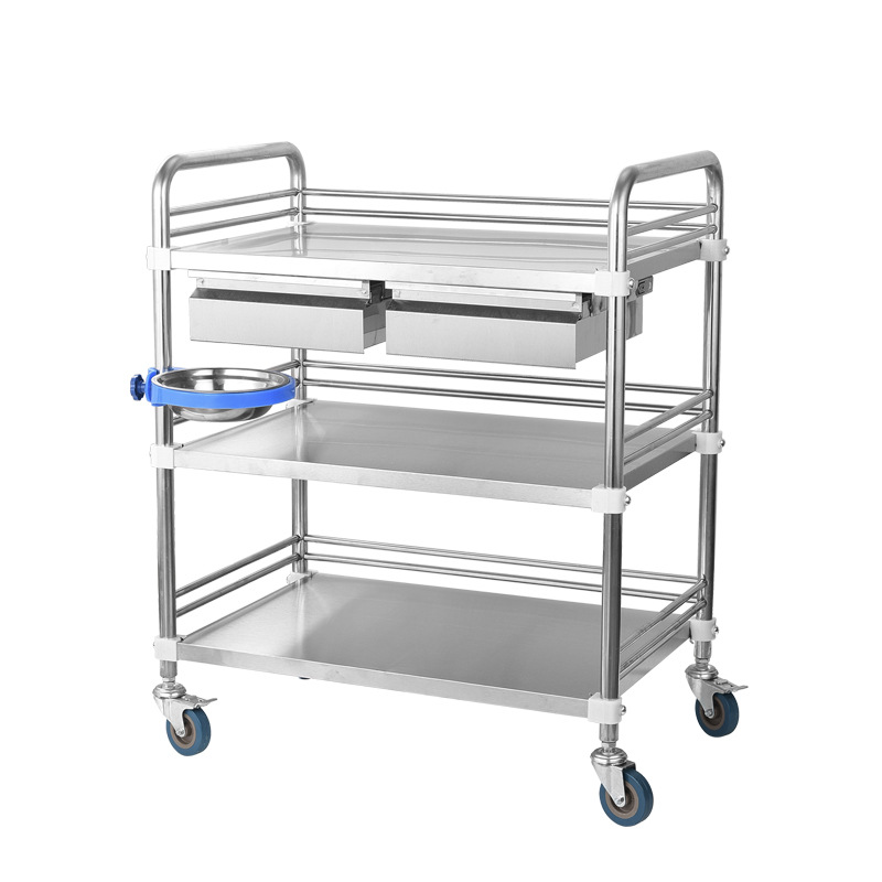 D-type stainless steel assembly trolley, detachable, beauty salon tattoo tool storage trolley, hospital care and treatment trolley Item Picture