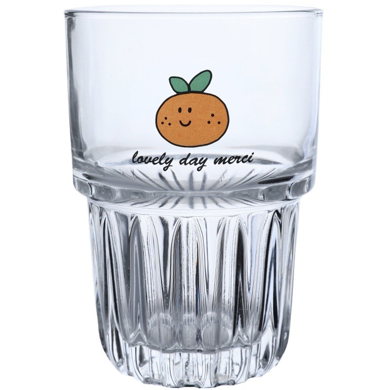 Bolimei Korean InS-style orange glass cup, cold brew coffee cup, glass cup, drinking cup Item Picture