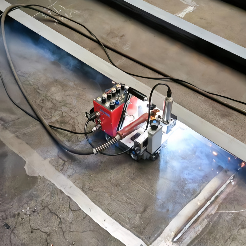The KA-HE9Pro swing welding trolley is a horizontal fillet welding and vertical vertical fillet welding trolley for H-shaped steel box columns Specification drawing