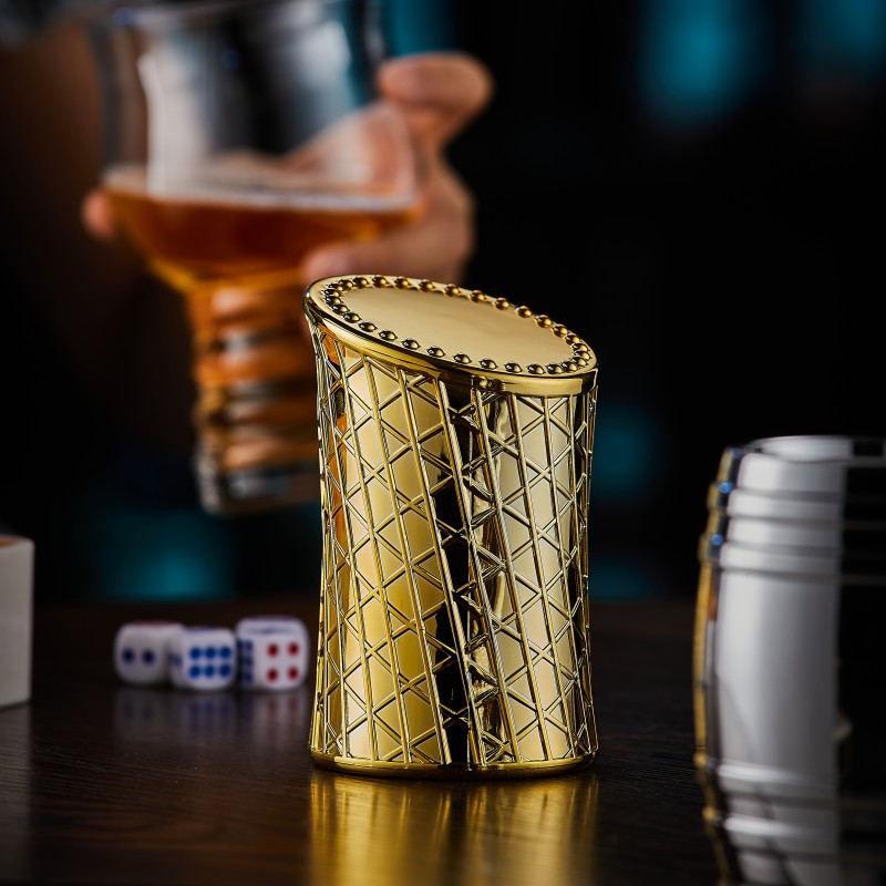 Dice cup, electroplated sieve cup, sieve set, hand feel, matte color cup, dice, bar, ktv entertainment special shaker Specification drawing