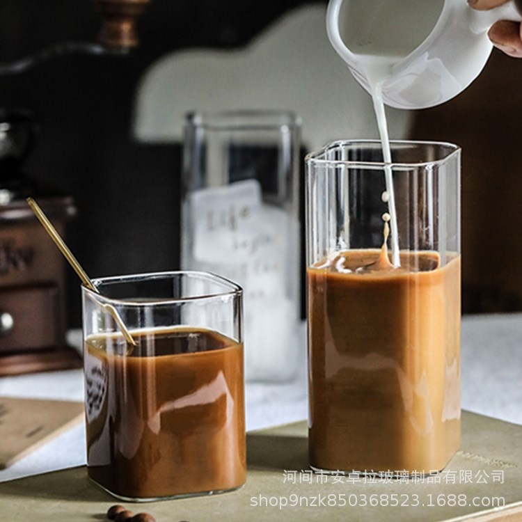 Customized cross-border lightweight square cups, simple cocktail juice cups, ins Nordic popular cold drink cups and coffee cups details Picture