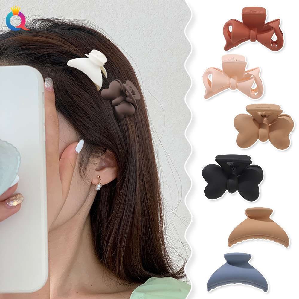 Qiyue Cross-border frosted hair clips, simple small grab clips, versatile shark clips, bow, updo grab, children's hair accessories wholesale details Picture