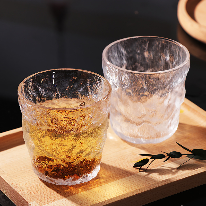 Glacier glass cups, household Japanese water cups, women's breakfast cups, Ins-style beer cups, juice coffee cups, tea brewing cups full figure