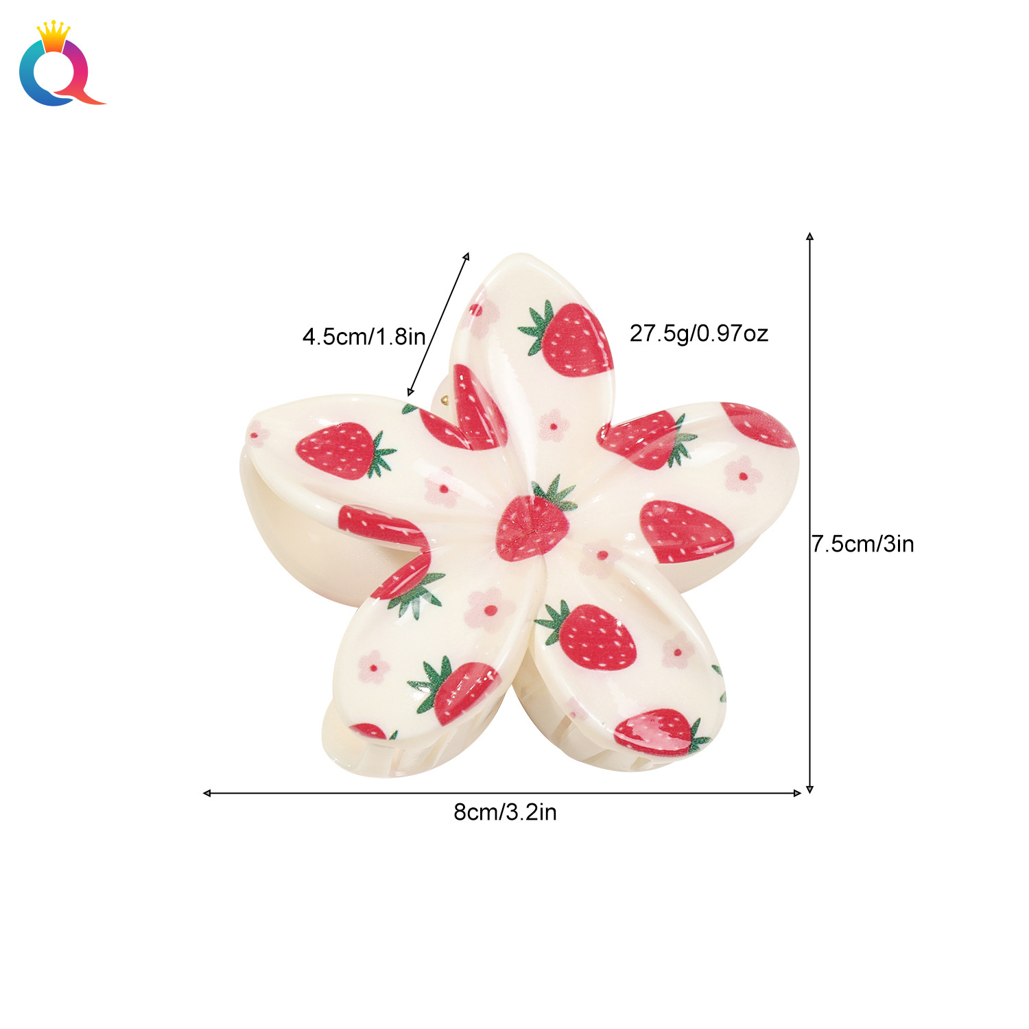 Qiyue Cross-border UV printed Summer new Korean-style simple grab-clip high-end and elegant shark clip girls' headwear Item Picture