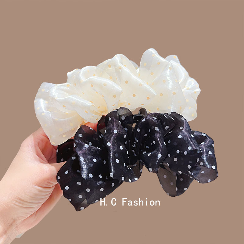 Elegant Korean-style polka dot large scratch-clip, high-end female hairpin, bow bun hairstyle at the back of the head, elegant shark clip details Picture