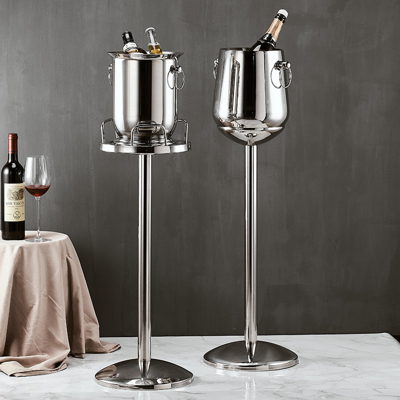 European-style champagne barrel rack, stainless steel KTV bar ice bucket, household ice granule bucket with rack, luxury wine bucket with stand Application Scenario