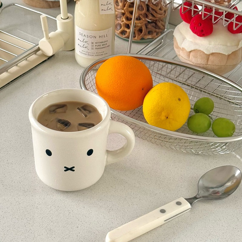 Cute little rabbit ceramic mug, water cup, ins style coffee cup, high appearance level, home breakfast cup, cartoon milk cup Specification drawing