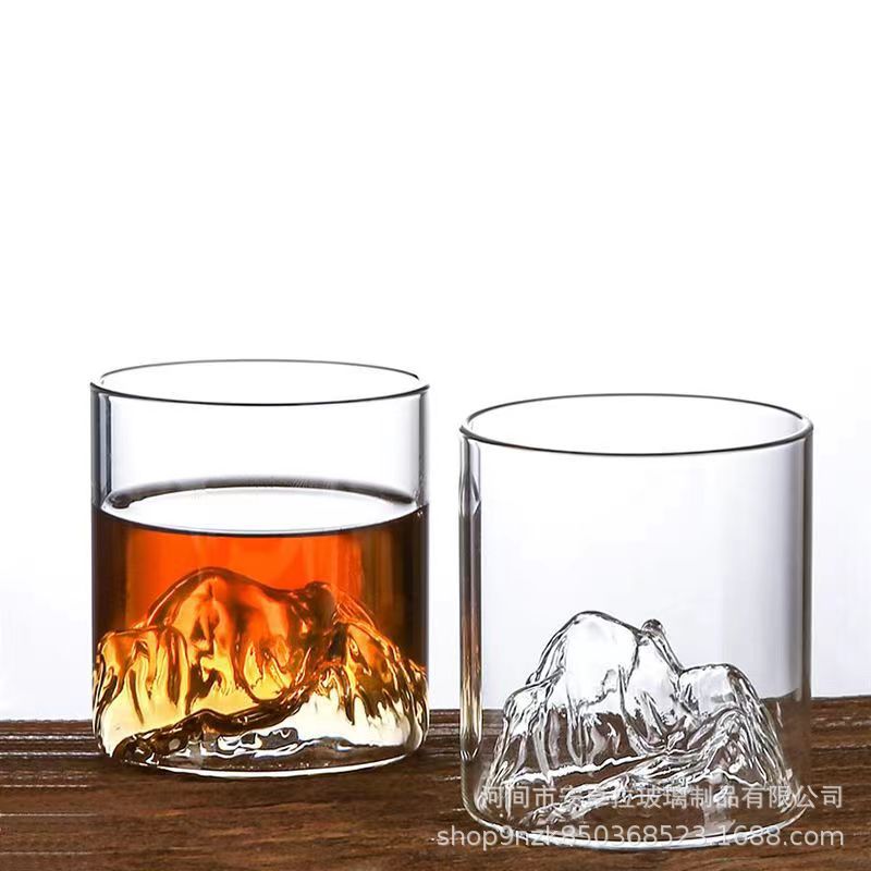 Customized creative Japanese-style Fuji Mountain Tibetan Cup glass cup, mountain viewing cup, whisky glass cup, household high-appearance-level water cup details Picture