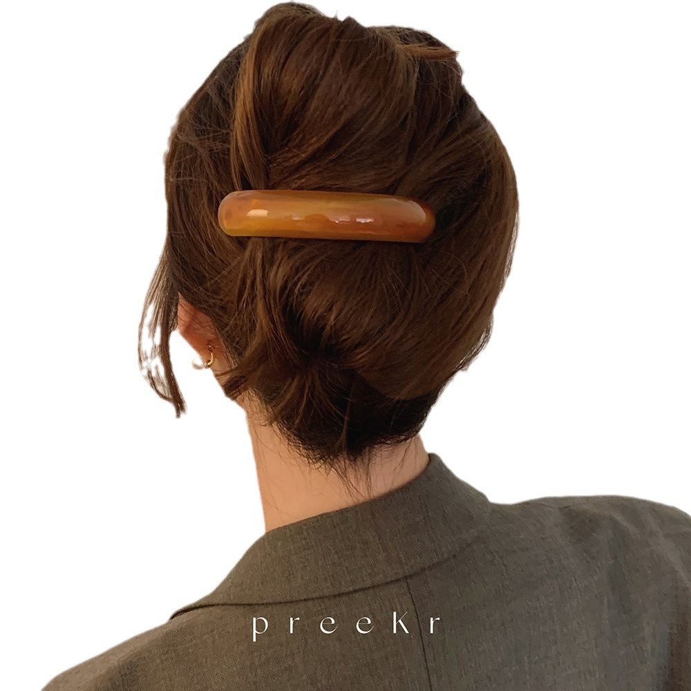 preeKr Korean spring hair clip for women, back of the head ponytail top clip, horizontal clip, simple and elegant, retro one-line clip for women Item Picture