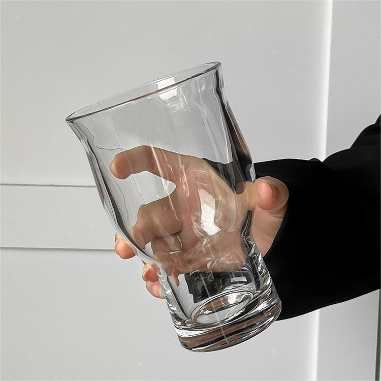 Large-capacity transparent wide-mouthed glass cups, iced Americano coffee cups, summer juice cold drink water cups, beer mugs, fruit tea cups full figure